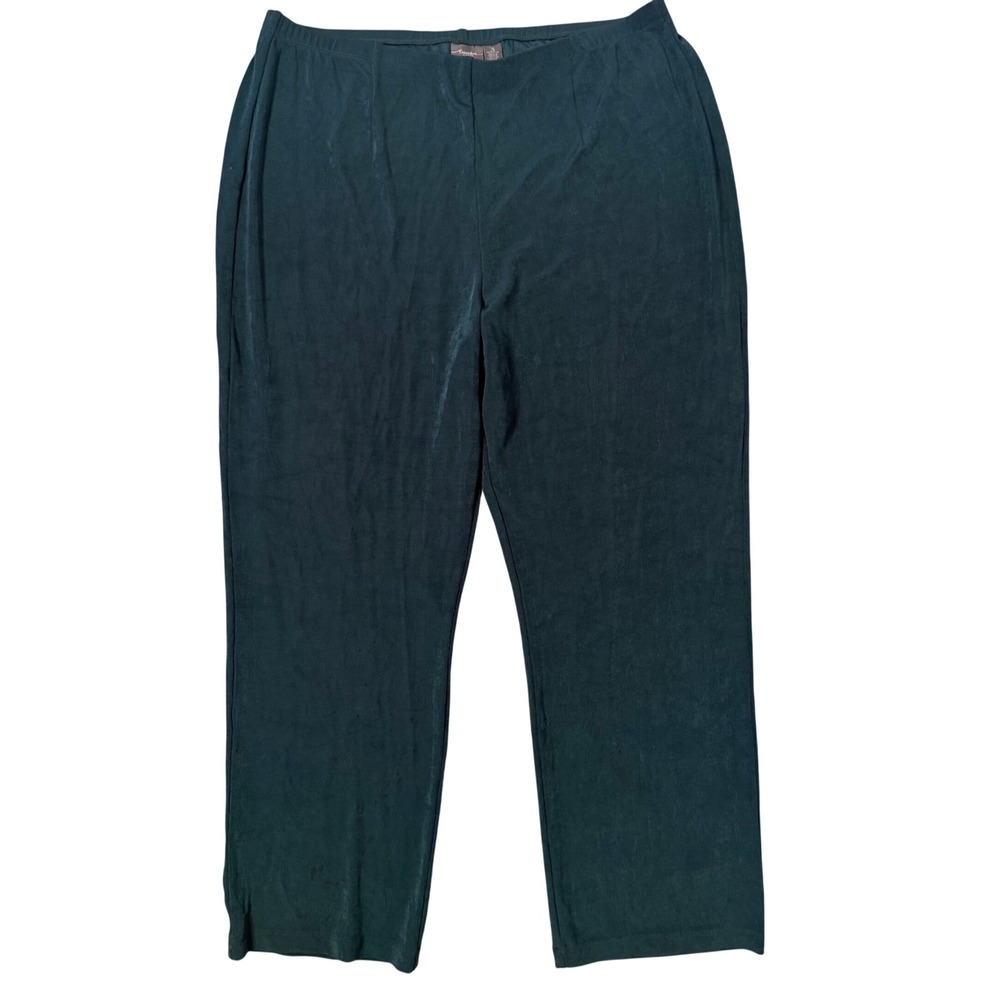Chicos Travelers Slinky Knit Pull On Stretch Pants Size XL 16 Green Travel